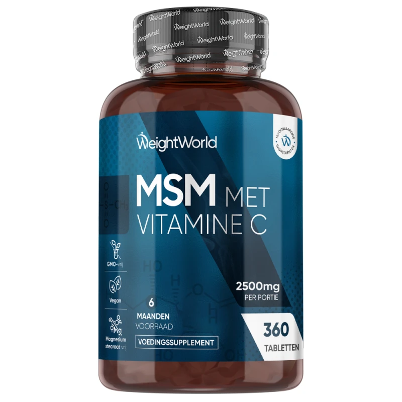 MSM - 2400mg 360 tabletten - met vitamine C - 6 maanden voorraad